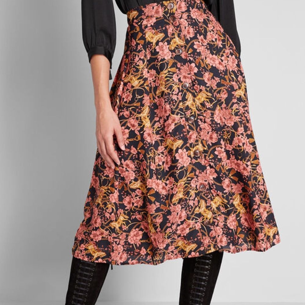 Modcloth Assorted Admirers Buttoned Midi Skirt